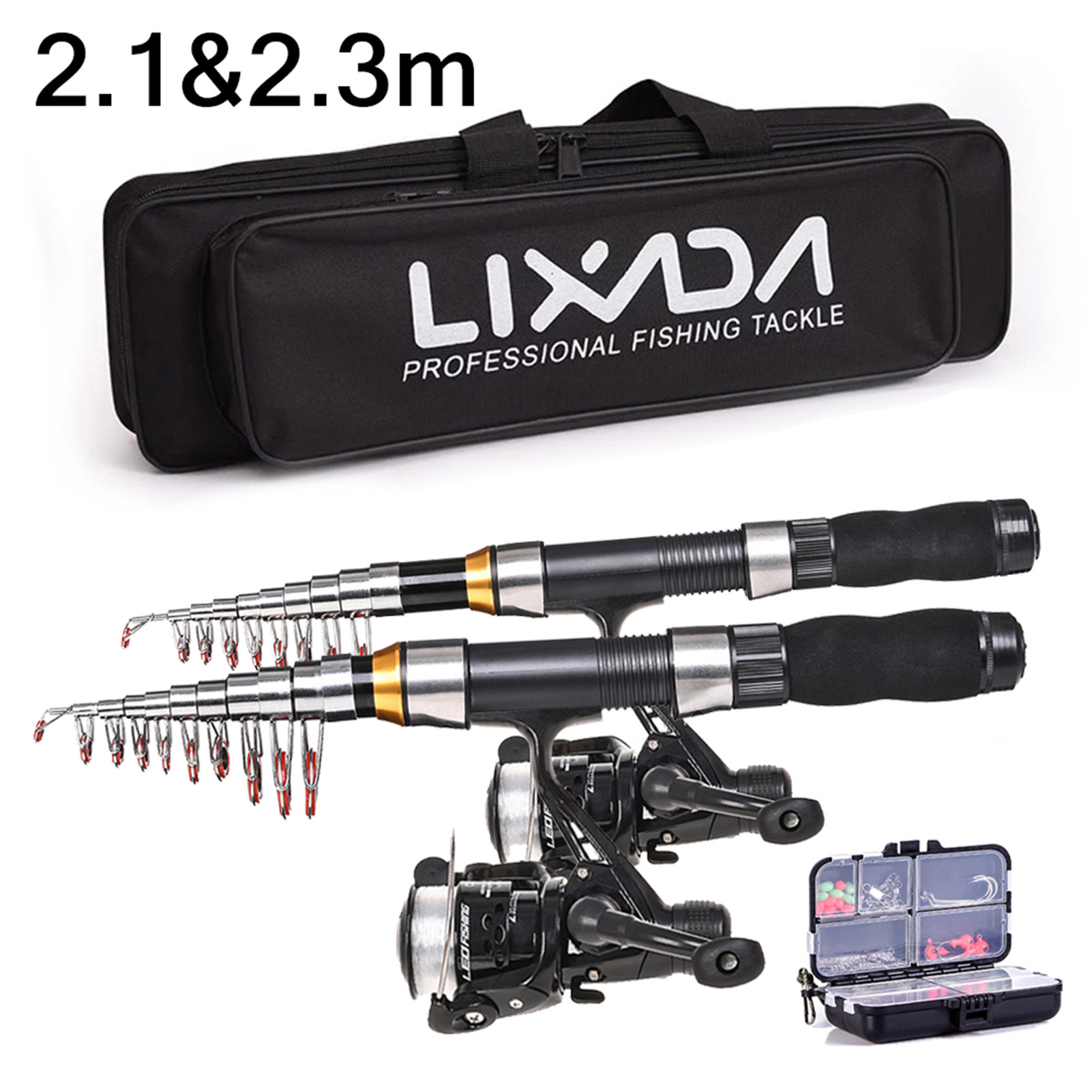 Море удочкой lixada fishing rod reel combo full kit 2.1m/2.3m telescopic