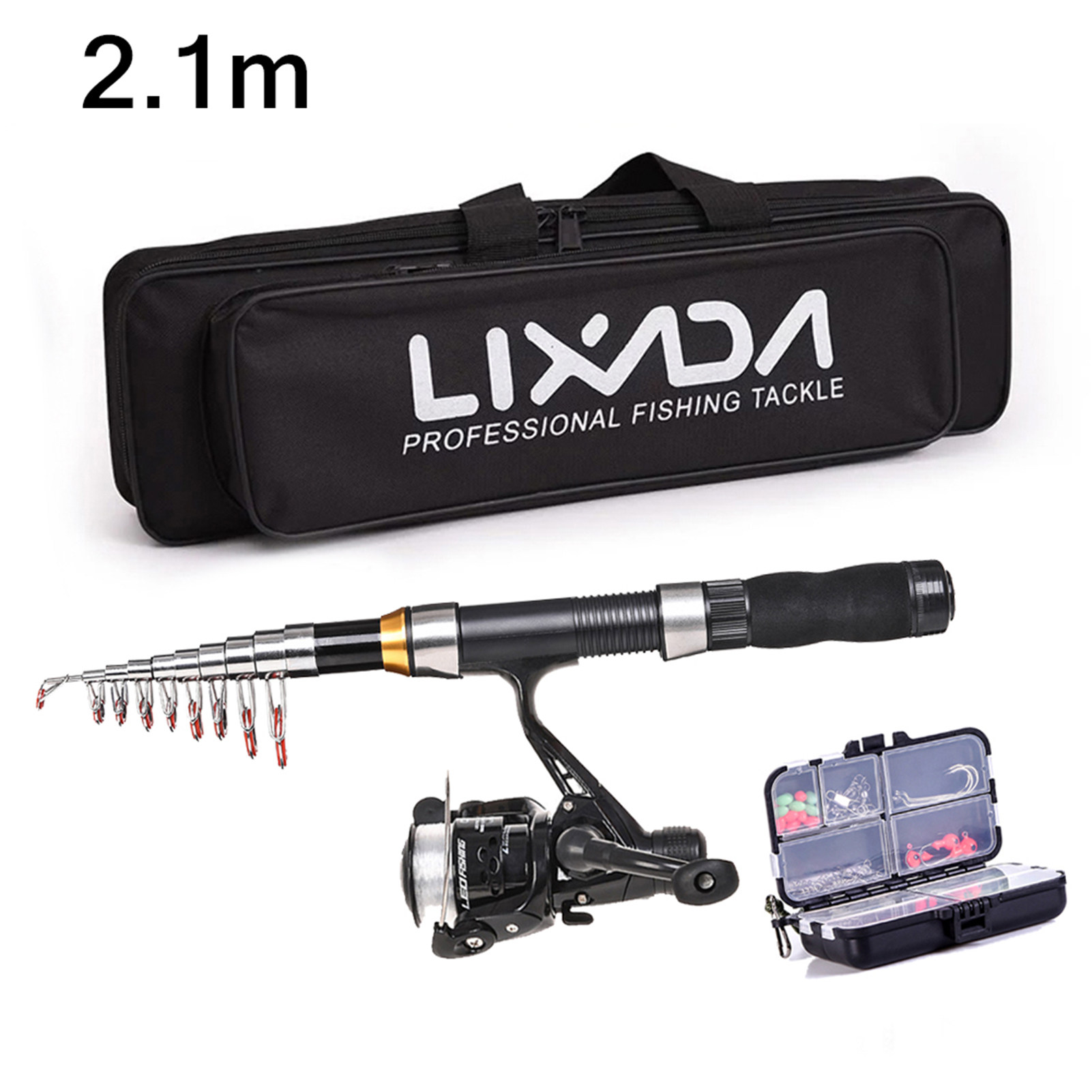Море удочкой lixada fishing rod reel combo full kit 2.1m/2.3m telescopic