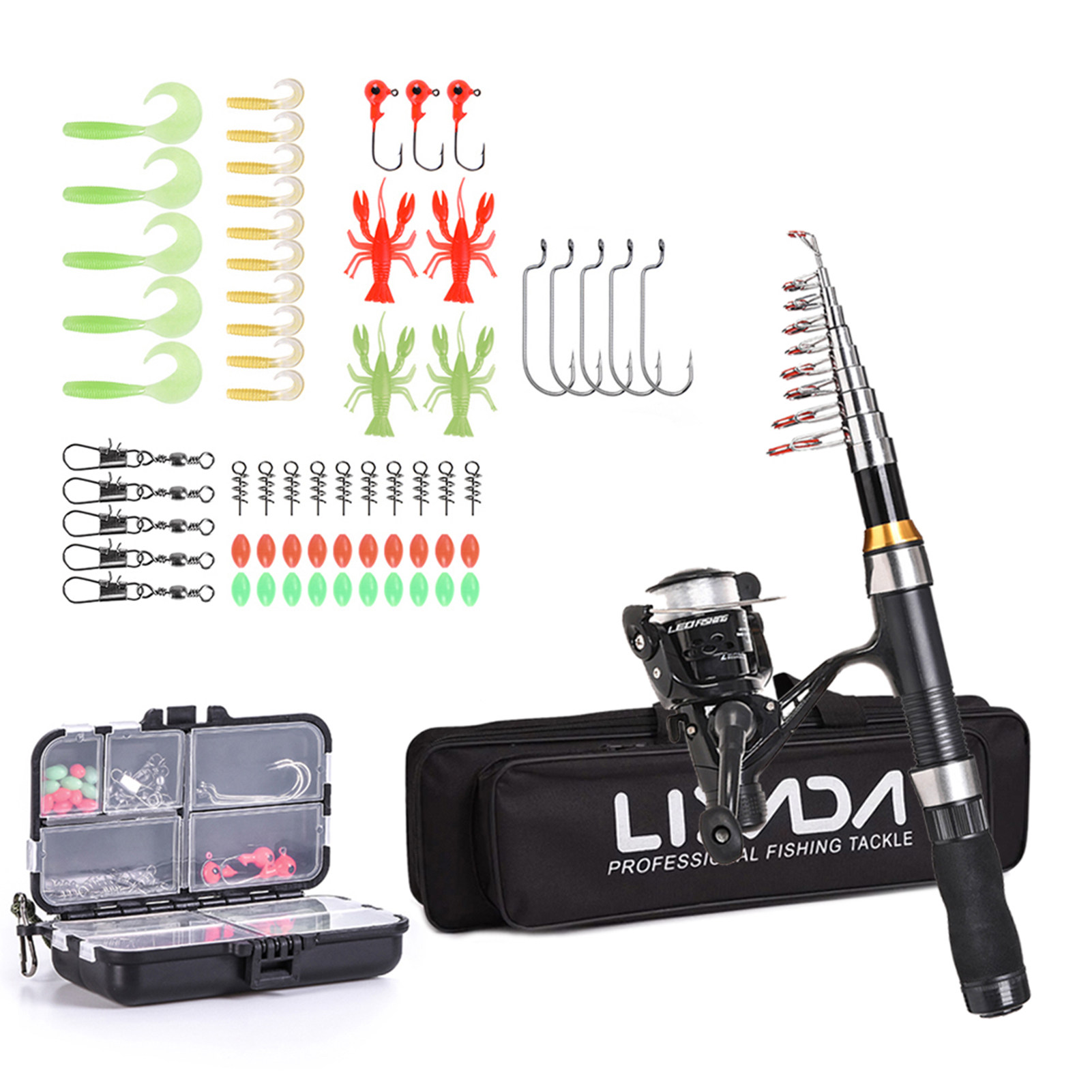 Море удочкой lixada fishing rod reel combo full kit 2.1m/2.3m telescopic