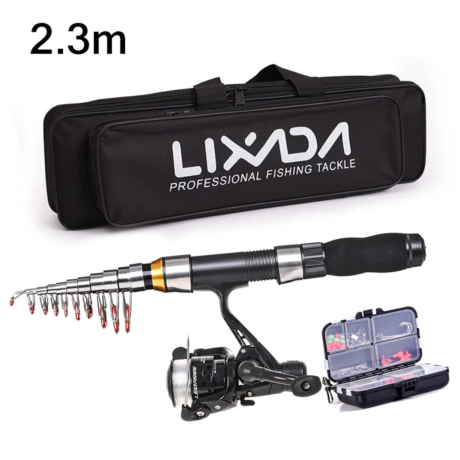 Море удочкой lixada fishing rod reel combo full kit 2.1m/2.3m telescopic