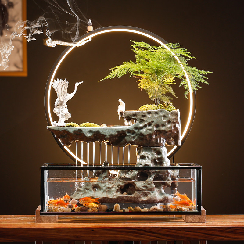 New creative ultra-white glass landscaping ecological fish tank living room small mini office desktop small fish tank home