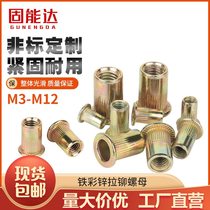 Iron Color Zinc Flat Head Pull Riveting Nut Furniture Riveting Nut Post Pull Riveting Screw Cap Knura M3M4M5M6M8M12