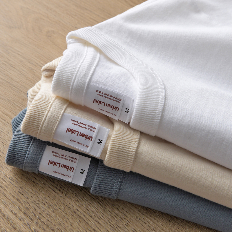 Three-Needle American-Style 320g Heavyweight T-Shirt for Men and Women, Pure Cotton, Regular Shoulder, Base Layer Shirt, White, Amekaji Short-Sleeve Tee