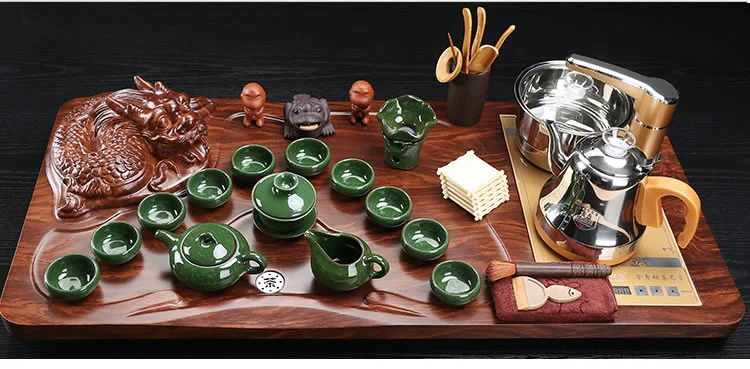 bàn trà kim cương mặt đá Bộ trà uống tại nhà hoàn toàn tự động tất cả trong một Bộ trà Kung Fu cho trà đạo phòng khách khay trà gỗ nguyên khối bàn trà bàn trà chân inox bàn trà thấp