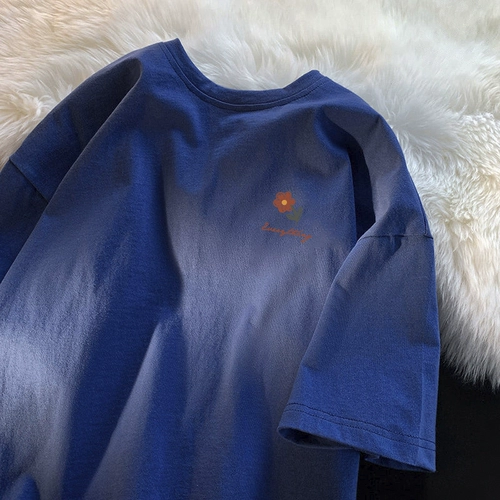 Tide, хлопковая летняя трендовая футболка с коротким рукавом для школьников для влюбленных, свободный крой