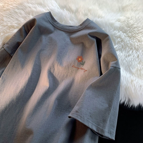 Tide, хлопковая летняя трендовая футболка с коротким рукавом для школьников для влюбленных, свободный крой