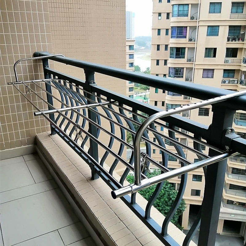Balcony clotheshorse Divine Instrumental window Clothes drying rack hanging window hanging window airing rod guard rail telescopic shelve heating sheet