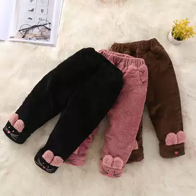 Girls pants plus velvet winter 0-3 years old baby cotton pants thickened 2020 new children corduroy trousers wear 2