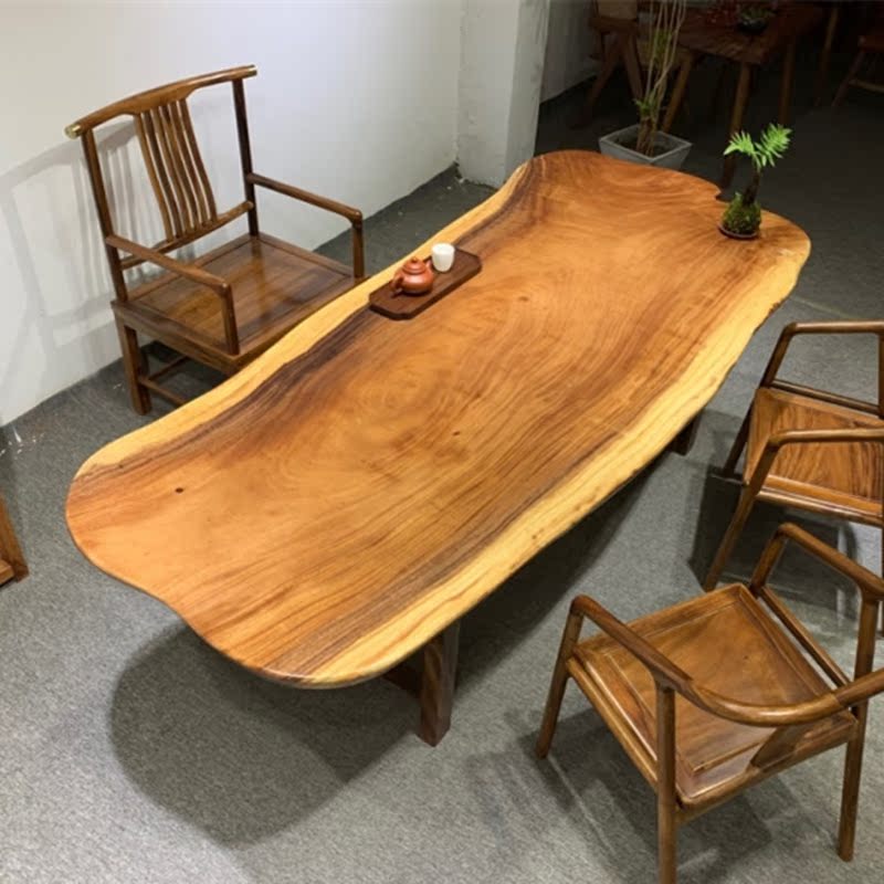 Size: 235*84-96-97*6 South American walnut solid wood slab with natural edge