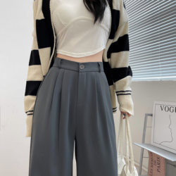 Gengyan spring and summer new slim high-waist casual women's suit pants wide-leg pants