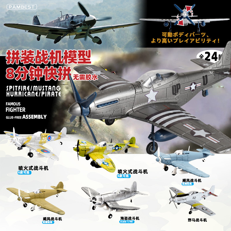 Pambest World War II Aircraft Fighter Pirate Assembled Model Three-dimensional Fighter to assemble 4D model