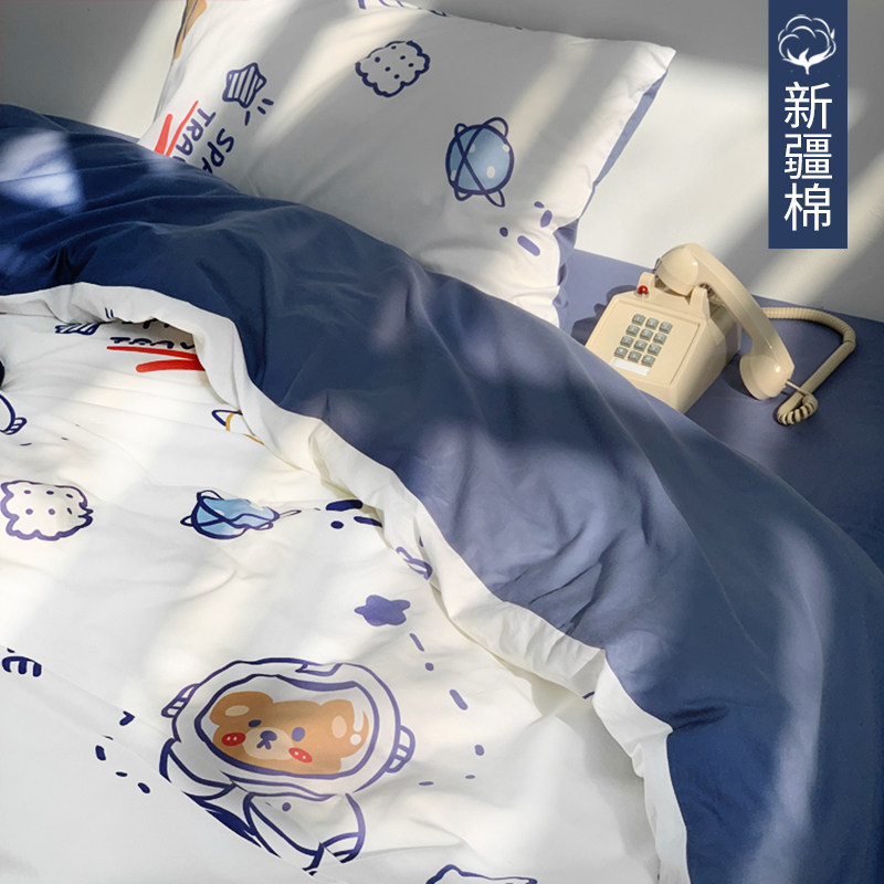 Four cotton beds set 100 % cotton student dorm sheets three pieces of children's beds