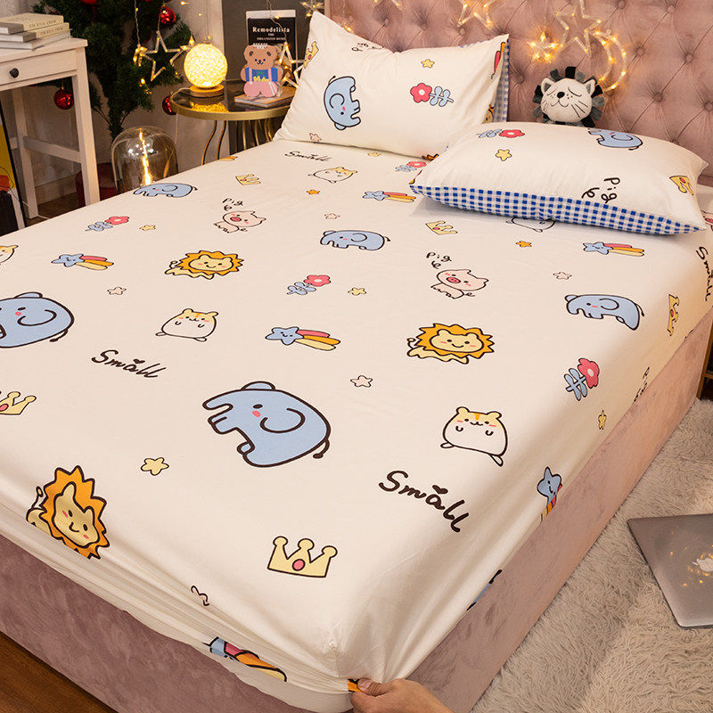 Pure cotton bed Ogasawara single piece Schildreth protective sleeve All cotton Children cartoon lovely bed cover mattress cover full bag sheet 