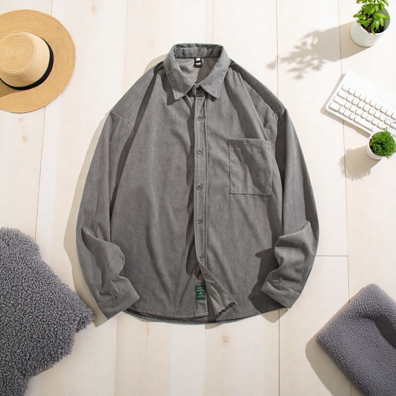 Corduroy Long-Sleeved Shirt for Men, Spring and Autumn, Japanese Retro Cleanfit Shirt, Loose Trendy Brand Versatile Casual Jacket