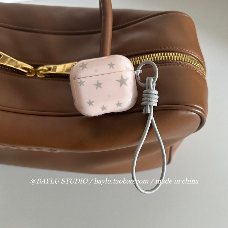 Ins Pink and Gray Star Airpods4 Earphone Case Suitable for Apple 2Nd Generation Bluetooth Earphone Case Airpods3 New Protective Case Niche Leather Lanyard Airpodspro2/3 Anti-Fall Protection Ins Pink and Gray Star Airpods4 Earphone Case Suitable for Apple 2Nd Generation Bluetooth Earphone Case Airpods3 New Protective Case Niche Leather Lanyard Airpodspro2/3 Anti-Fall Protection