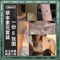 Vegetarian Pattern Body Patch Waterproof Female Durable Grass Ben Semi Permanent Art Ins Wind Advanced Sensation Lock Bone Hot Girl Little Fresh