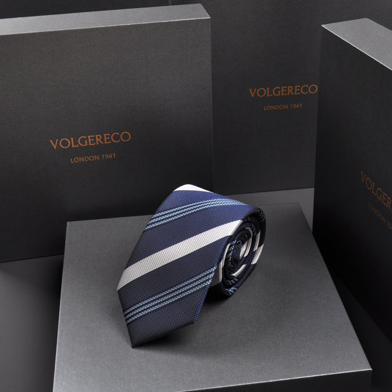 British Vg Men's Casual Business Tie, High-End Formal Wear, Narrow Lazy Style, Big Brand Striped Wedding Zipper Type 7cm