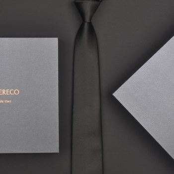 British Vg Men's Casual Business Tie, High-End Formal Wear, No-Tying Lazy Style, Gift Box, Pure Black, Versatile, 7cm