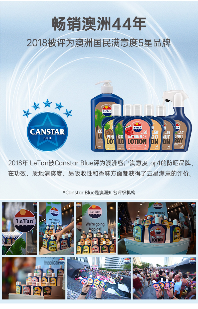 澳洲國民級防曬，LeTan 大藍(lán)瓶西瓜味防曬霜SPF50+ 125ml 4款香型新低65元包郵