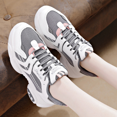 女士春季网面透气运动鞋跑步鞋休闲彩色板鞋
