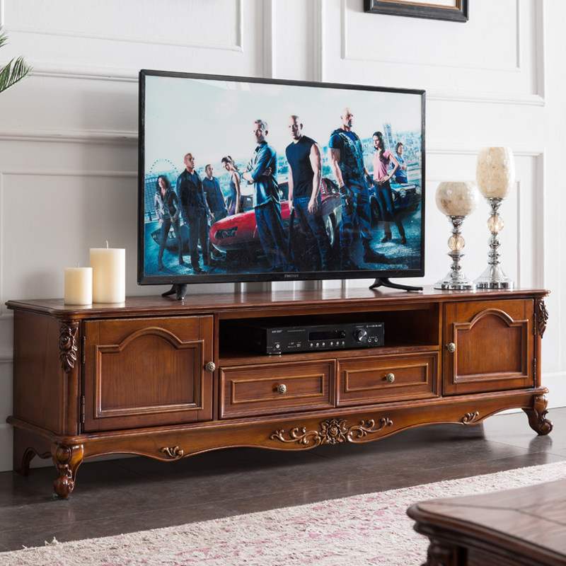 TV cabinet All-solid wood living room TV cabinet Tea cabinet retro household small household wall cabinet American light luxury locker