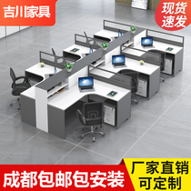 Chengdu Screen Staff Desk Brief Brief Modern 4 6 Double Table Chairs Combined Financial Room Furniture Working Position