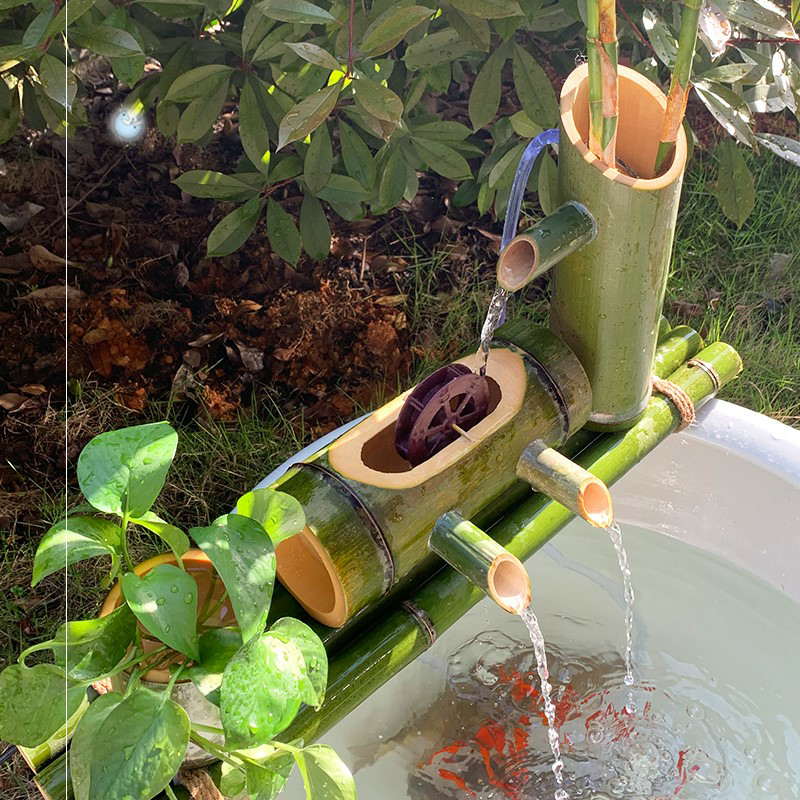 Water circulation water flow machine without plug-in electric ceramic fish basin filter bamboo bamboo cylinder running water fish pool decoration flowing water swaying pieces
