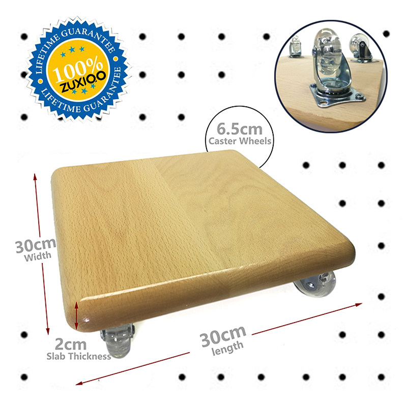 Solid wood beech universal wheel low stool no bending over decoration cleaning vase humidifier heavy object moving roller - Taobao