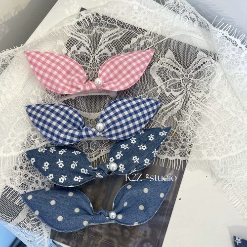 Джинсовый аксессуар для волос ручной работы с бантиком, пони, домашний питомец