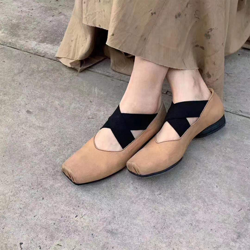 2026 Spring/Summer New Mary Jane Women's Shoes Umaw Square Toe Versatile Ballet Shoes Shallow Fairy Style Chunky Heel Single Shoes for Women