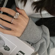 Ring female ins fold index finger opening Sterling Silver does not fade fashion niche design sense temperament accessories