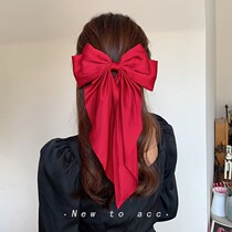 Net red ancient big bow hairclip back head hairclip ins black red temperament spring clip headdress
