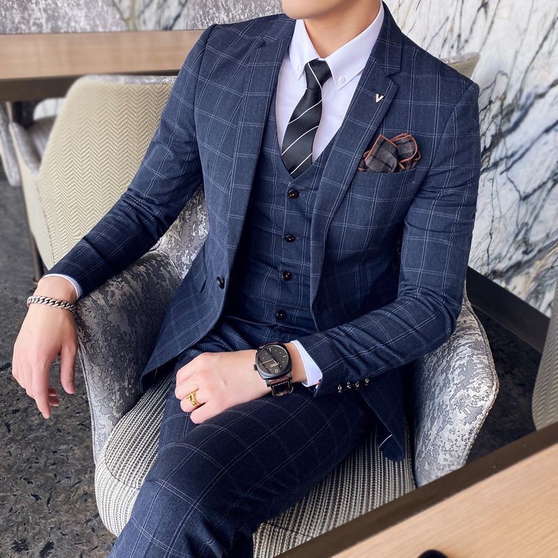 Brand men's suit suit spring and autumn Han edition business dress style English suit wedding dress