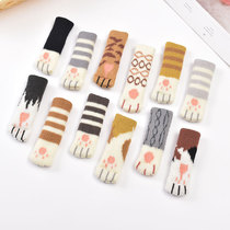 Table leg cover woolen knitted door handle protective cover non-slip wear-resistant silicone cartoon cat thickened chair leg pad