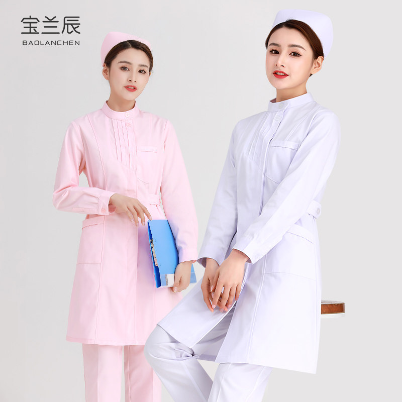 White coat nurse clothes long-sleeved women's autumn doctor's clothes laboratory laboratory clothes two-piece uniform pointed collar