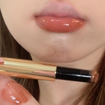 Ice brown milk coffee small gold tube water light mirror crystal frozen lipstick nude low saturation moisturizing without makeup