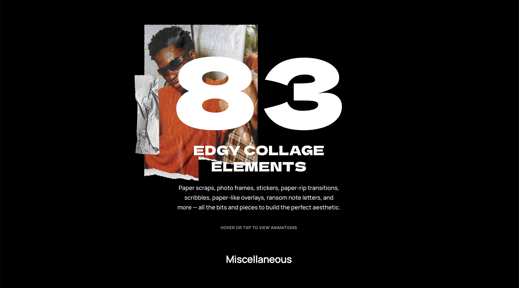 MotionVFX - mCollage Paper Rip 83种潮流前卫时尚美学趣味撕纸塑料纹理涂鸦笔画拼贴元素/标题文本动画/贴纸动画/宝丽来照片视频叠加效果转场过渡FCPX插件