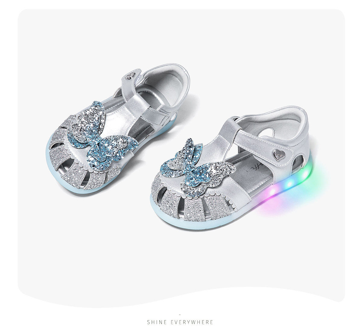 Flashing Light Shoes | Snuffy Girls' Sandals Summer New Style Children's Soft Sole Non-Slip Princess Baby Closed-Toe Sandals — 20