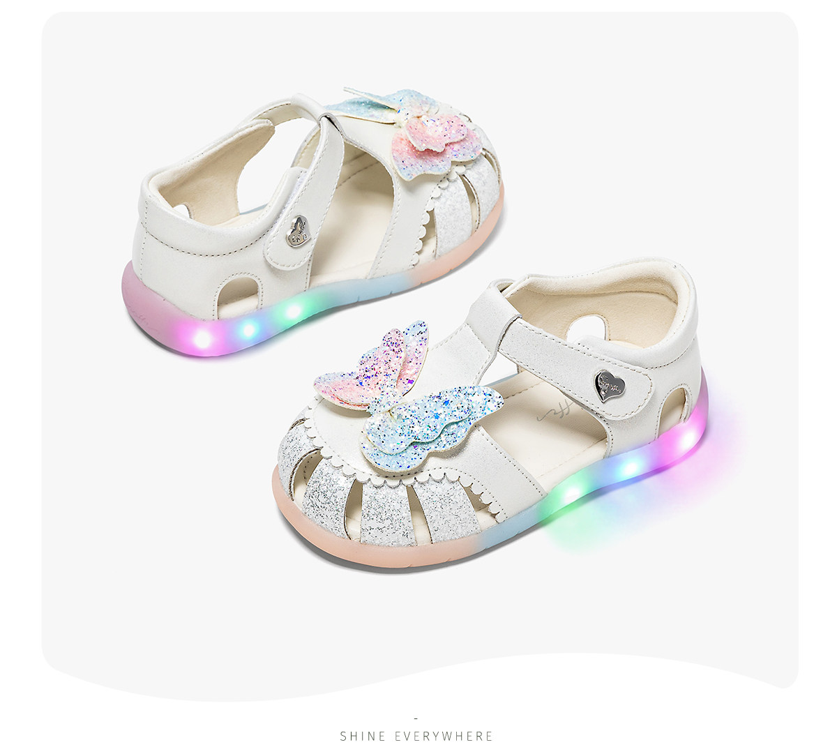 Flashing Light Shoes | Snuffy Girls' Sandals Summer New Style Children's Soft Sole Non-Slip Princess Baby Closed-Toe Sandals — 18