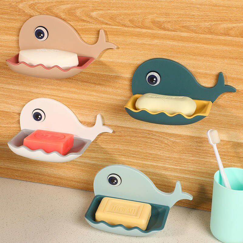 Whale Soap Box Soap Box Cute Free Punching Wall-mounted Suction Cup Makeup Room Shelve Drain Home Bathroom