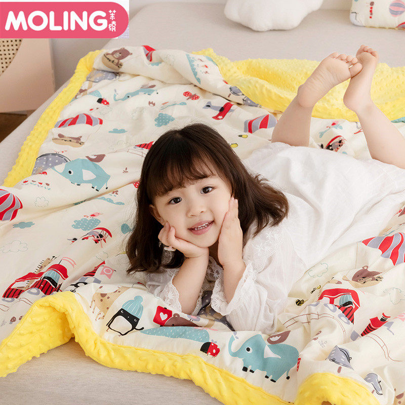 Baby Bean Blanket Children Cover Blanket Afternoon Nap Small Quilt Baby Cover Blanket Newborn Double Layer Thickened Winter Blanket