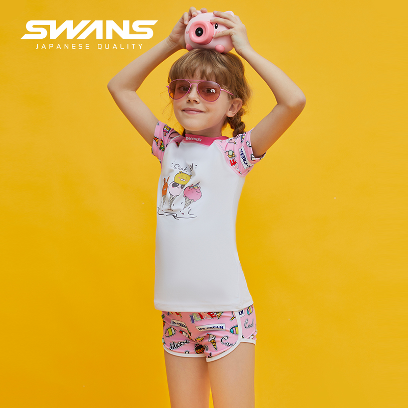 SWANS Children's swimsuit girl swimsuit Two-style baby princess Little CUHK Scout beach sun protection swimming gear