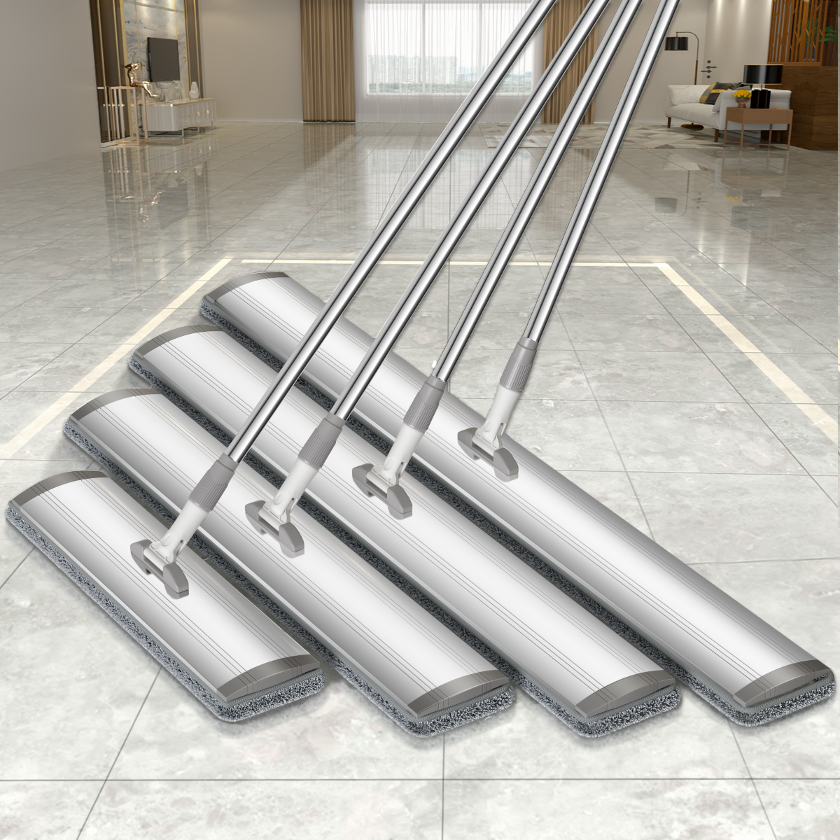 Large flat mop household one mop free hand wash dry and wet absorbent tile floor mop artifact dual-use mop commercial