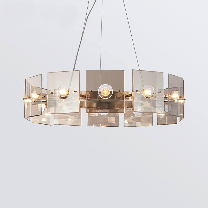 Postmodern minimalist glass piece light luxury living room chandelier dining room bedroom villa designer creative personality chandelier
