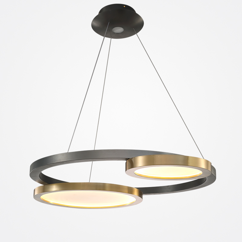 Light luxury post-modern stainless steel circular living room chandelier room bedroom office LED designer chandelier