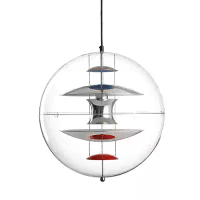 Nordic Danish designer light luxury creative single-head model room study decoration dining room round planet chandelier