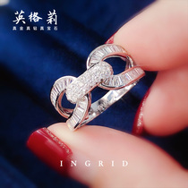 Ingrid Jewelry 18K white gold diamond ring 60 points natural real diamond womens ring horseshoe buckle carat full diamond ring