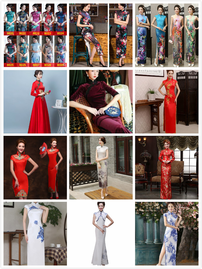 Long cheongsam rental Chinese style Chinese banquet dress rental cheongsam catwalk show Jinling thirteen hairpin costume rental