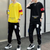 Teen Summer Short Sleeve T-Shirt Male Tide Card Junior High School High School Student Trend Handsome Young Boy Dress Boy Suit