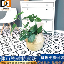 Nordic wind black and white supporting small floral brick 300300 kitchen bathroom balcony matte surface anti - slip tile